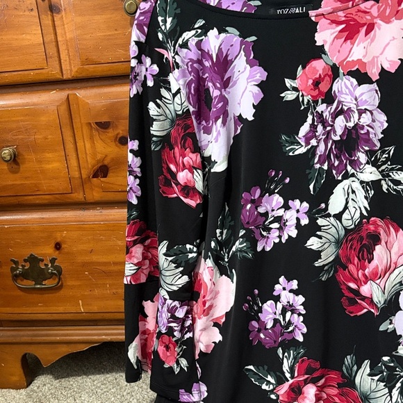 Dressbarn Black Dress with Pink and Purple Floral Design - Picture 3 of 6